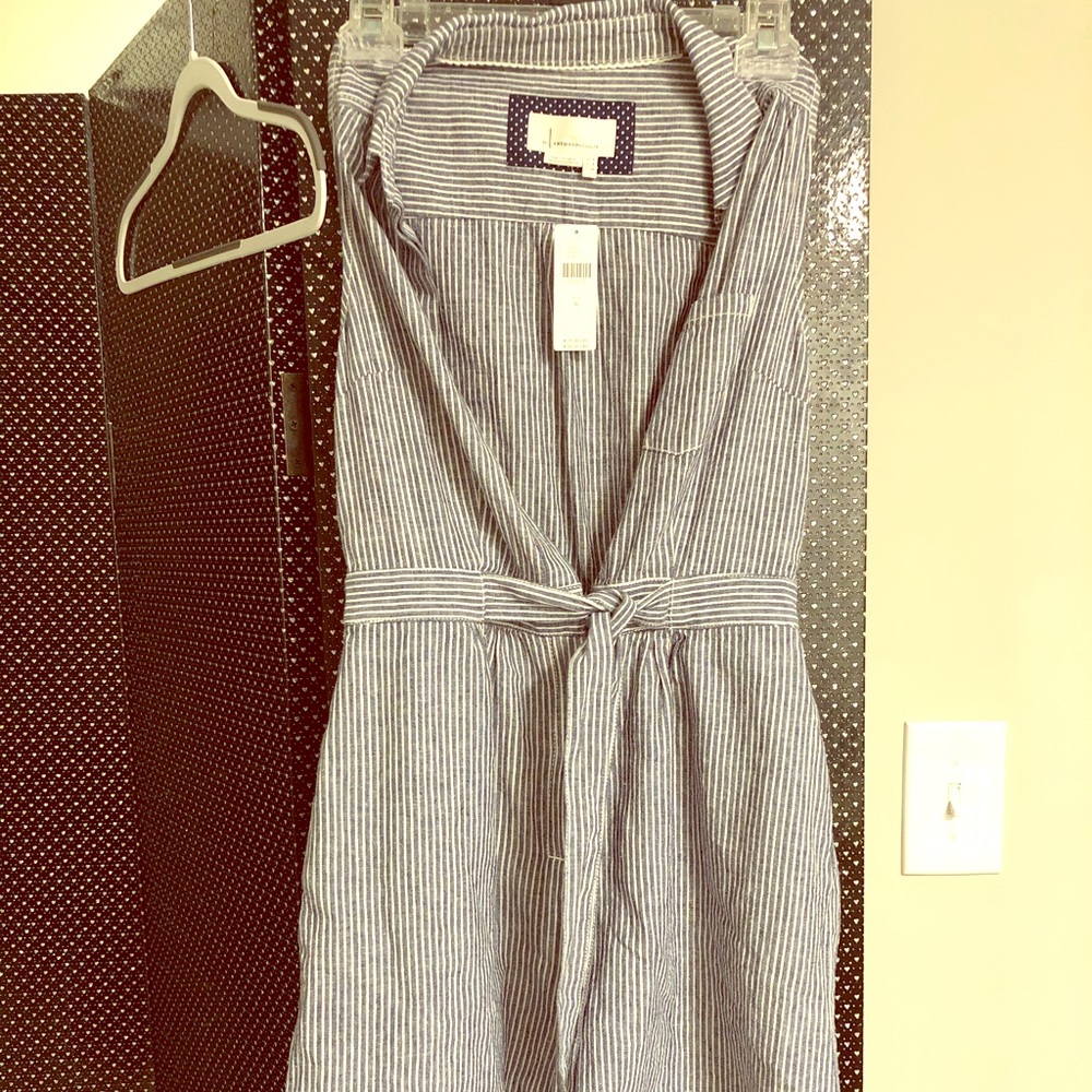 Anthropologie pinstripe romper short